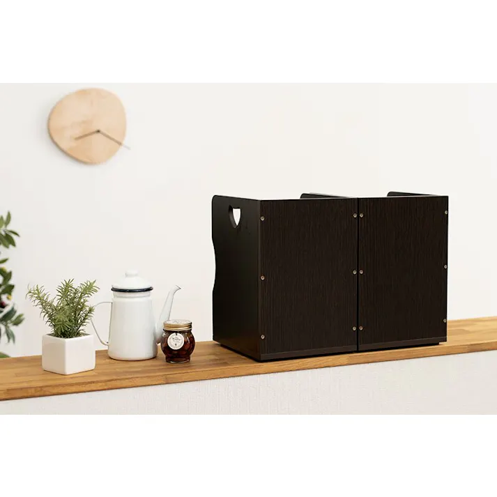 萩原スリーアイ HAGIHARA ブックスタンド 4個組 MM-7205DBR-S ダークブラウン 仕切り2枚タイプ 4934257171601【別送品】