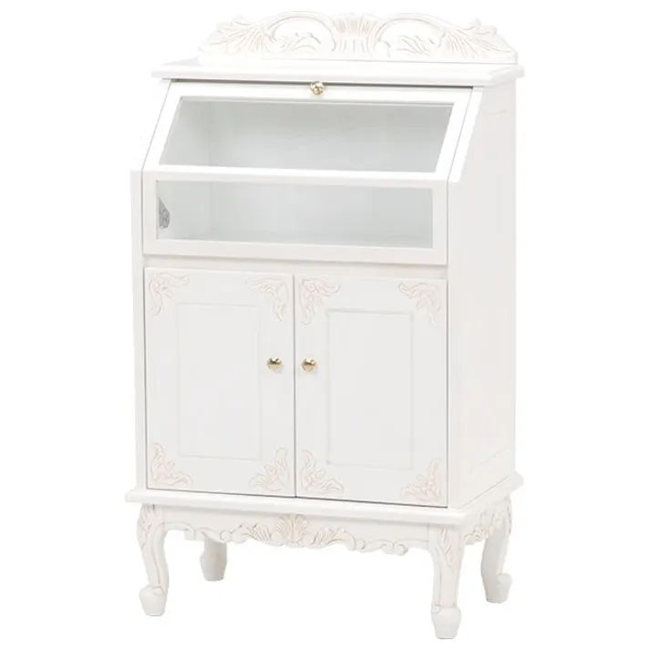 萩原スリーアイ HAGIHARA ガラスキャビネット RCC-1798AW アンティークホワイト 扉タイプ 4934257189286【別送品】