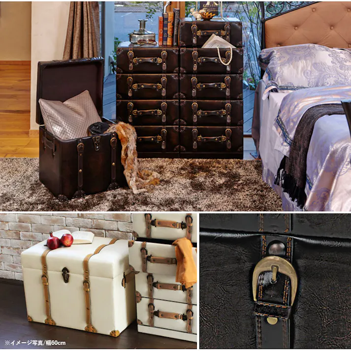 萩原スリーアイ HAGIHARA 収納スツール MC-6000DBR ダークブラウン 幅40cm 4934257209090【別送品】