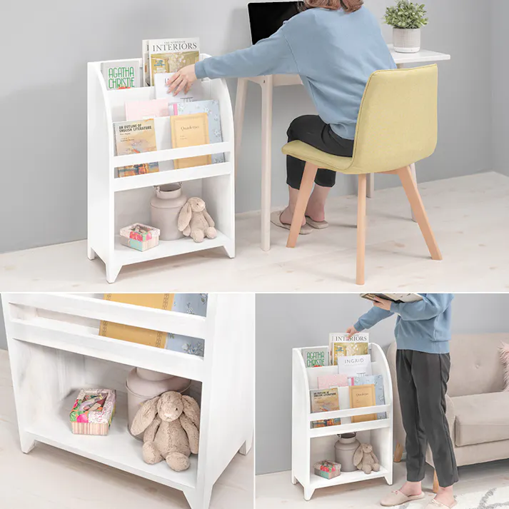 萩原スリーアイ HAGIHARA マガジンラック MCC-6189AW アンティークホワイト オープンタイプ 4934257226776【別送品】