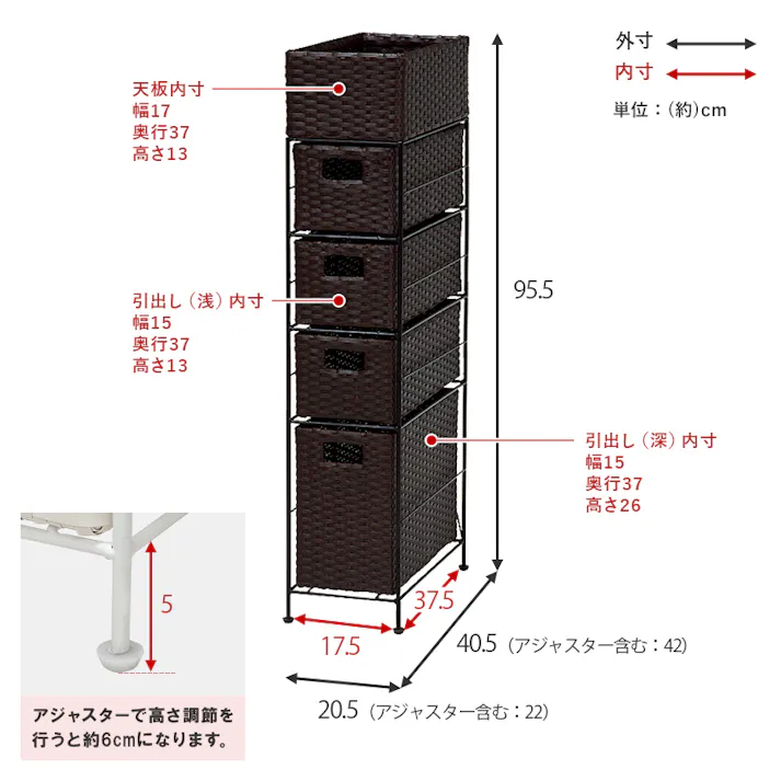 萩原スリーアイ HAGIHARA チェスト RAN-2408WH ホワイト 幅20.5cm 引出4杯 4934257248136【別送品】