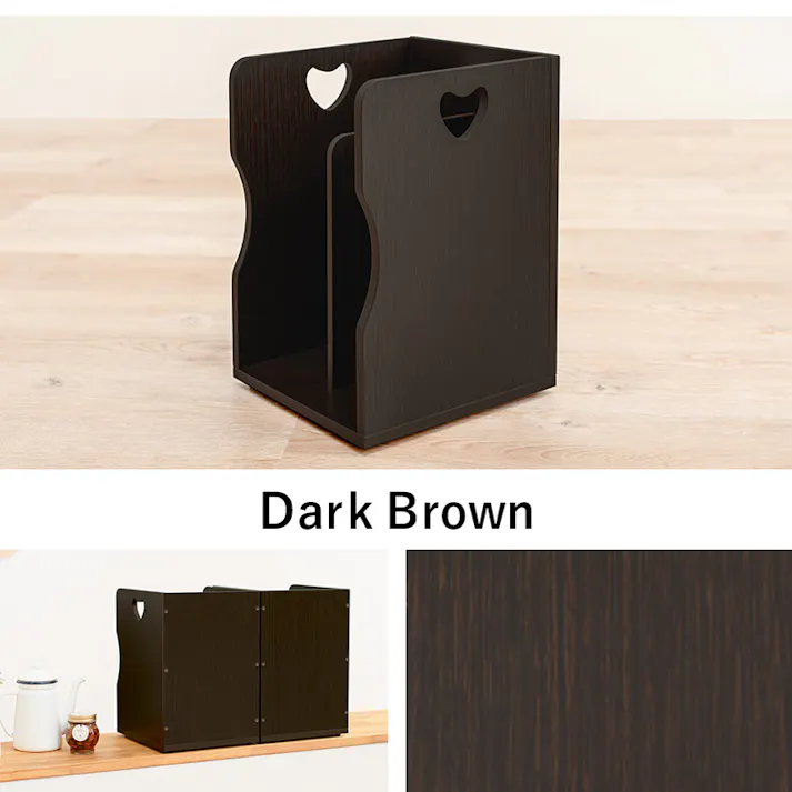 萩原スリーアイ HAGIHARA ブックスタンド 2個組 MM-6805DBR-S2 ダークブラウン ハートのデザイン持ち手 4934257252713【別送品】