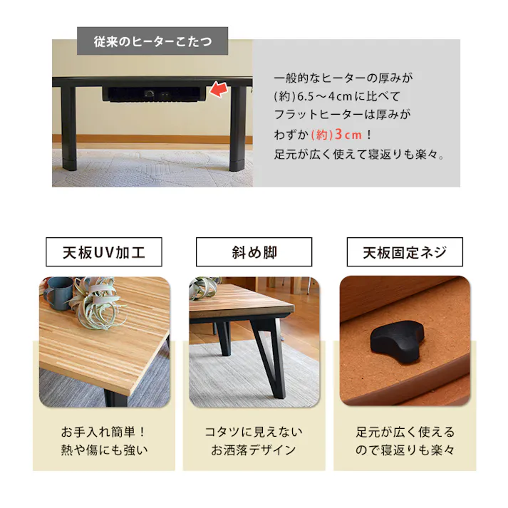 萩原スリーアイ HAGIHARA リビングコタツ ルーン120NA ナチュラル 幅120cm ※テーブルのみ 4934257255127【別送品】