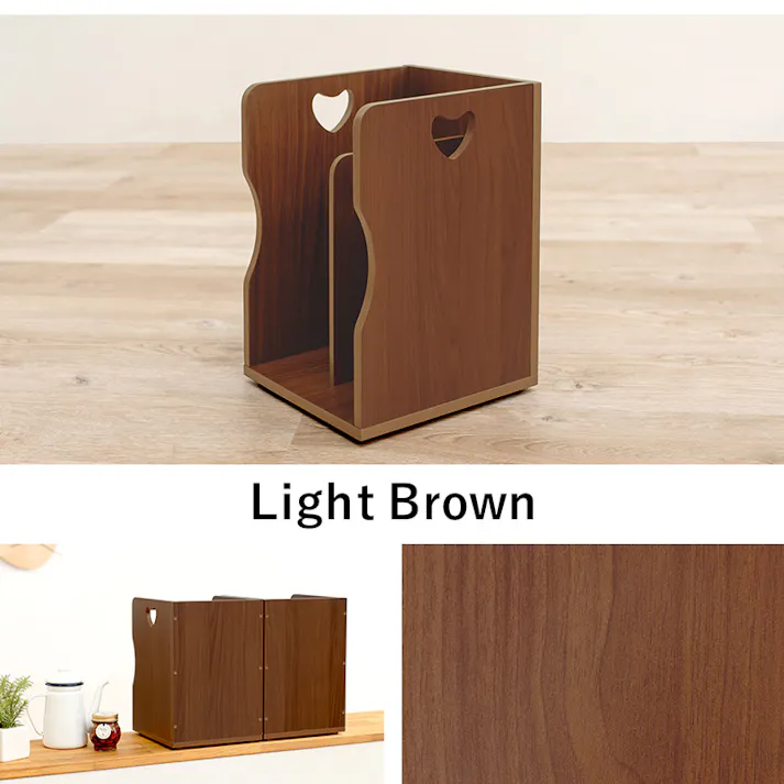 萩原スリーアイ HAGIHARA ブックスタンド 4個組 MM-6805LBR-S ライトブラウン ハートのデザイン持ち手 4934257267564【別送品】