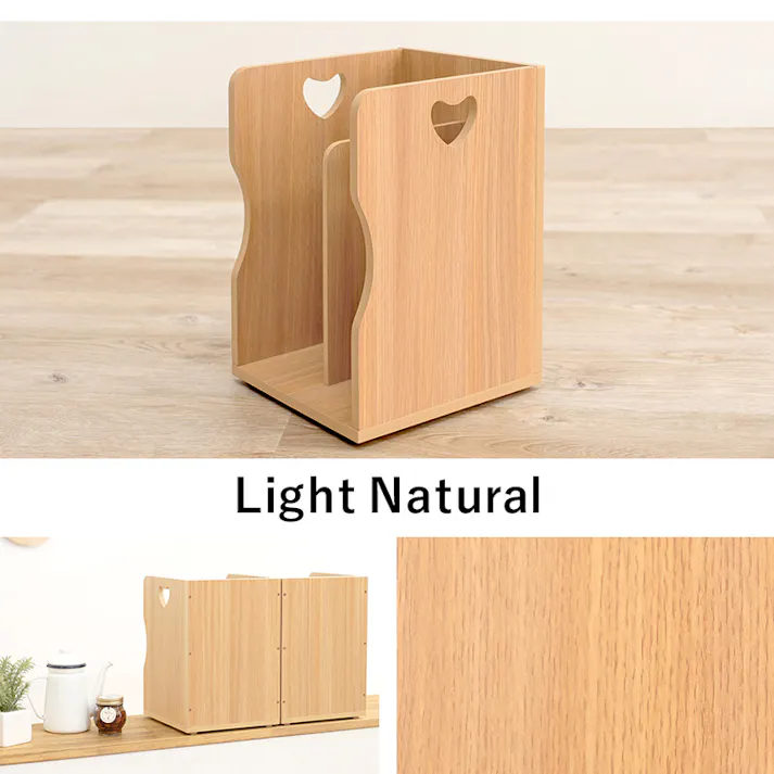 萩原スリーアイ HAGIHARA ブックスタンド 4個組 MM-6805LBR-S ライトブラウン ハートのデザイン持ち手 4934257267564【別送品】