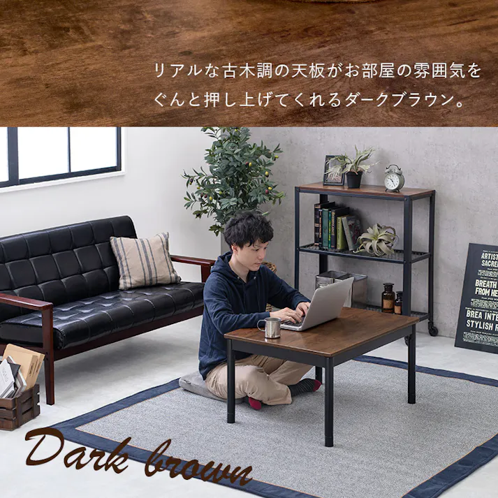 萩原スリーアイ HAGIHARA こたつ+うす掛け布団 2点セット アルテナ7560+ビケ7560YE ダークブラウン/イエロー 4934257268707【別送品】