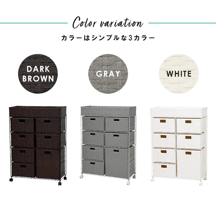 萩原スリーアイ HAGIHARA ランドリー RAN-2418GY グレー 高さ99.5cm 引出7杯 4934257270830【別送品】