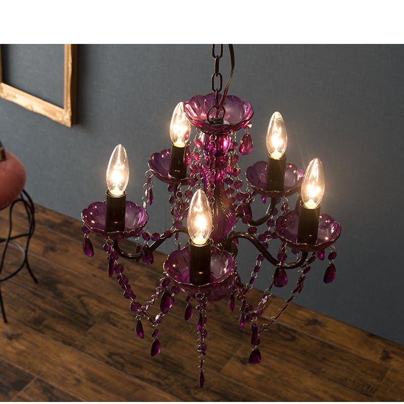 薔薇の眠り 萩原スリーアイ HAGIHARA シャンデリア5灯 NL-8605PK ピンク