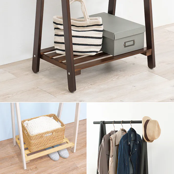 萩原スリーアイ HAGIHARA ハンガーラック MHR-6033LBR ライトブラウン 棚有 4934257276214【別送品】