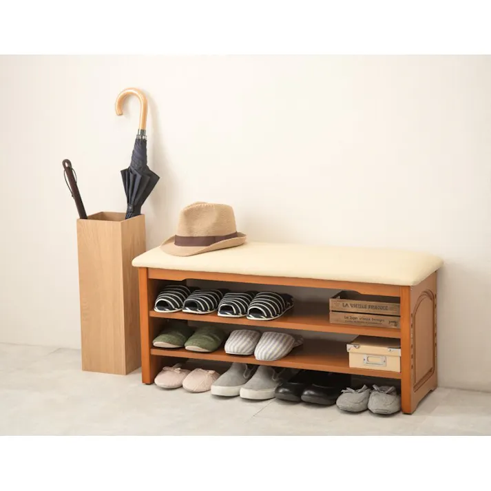 萩原スリーアイ HAGIHARA 玄関ベンチ VH-7102LBR 幅90cm 4934257276467【別送品】