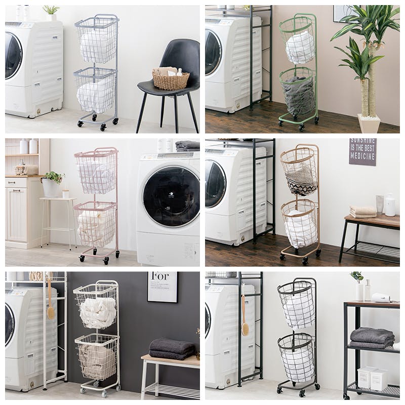 萩原スリーアイ HAGIHARA 2段ランドリーラック(角型) KR-3970DBR ダ