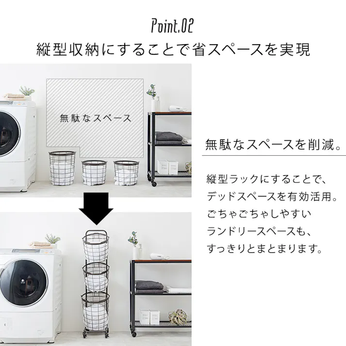萩原スリーアイ HAGIHARA 3段ランドリーラック(角型) KR-3971WH ホワイト 高さ124cm 四角型バスケット3個 4934257277556【別送品】