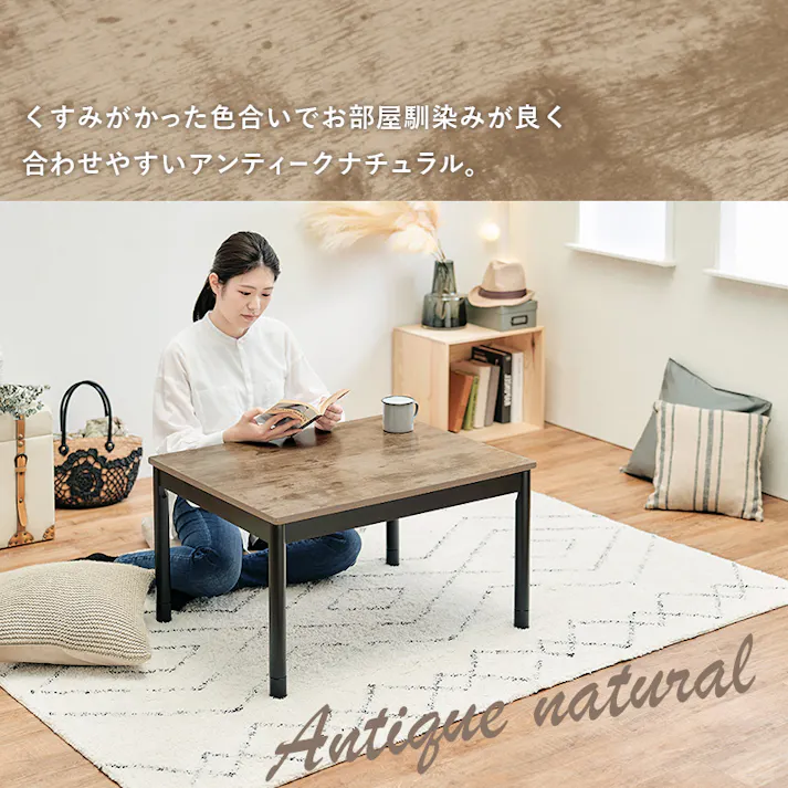 萩原スリーアイ HAGIHARA こたつ+うす掛け布団 2点セット アルテナ7560ANA+ビケ7560YE アンティ-クナチュラル/イエロー 4934257279680【別送品】