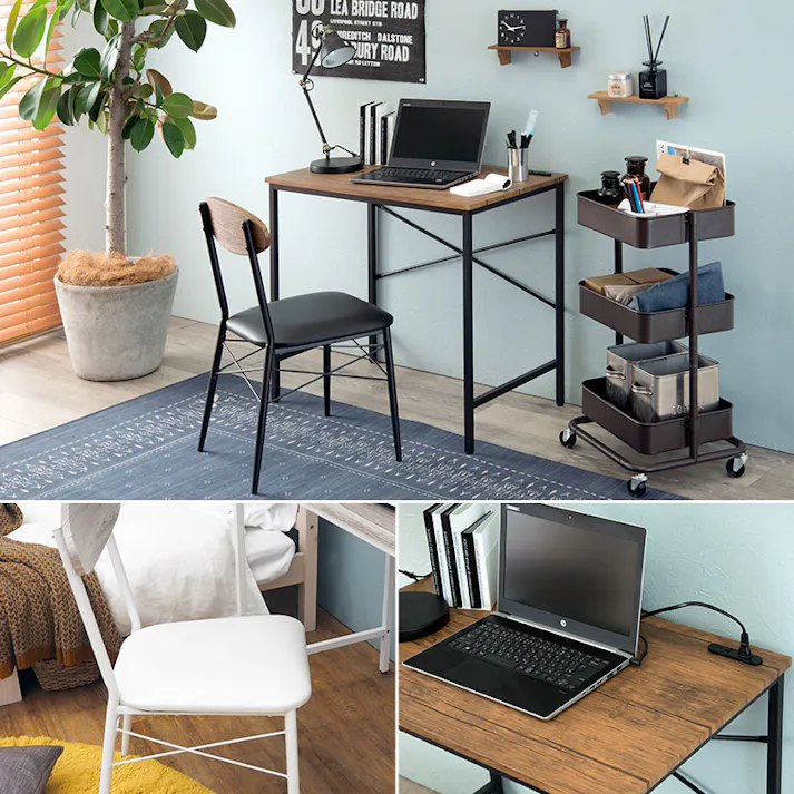 萩原スリーアイ HAGIHARA デスクチェアセット LDC-4698BR ブラウン コンセント付き 4934257280174【別送品】