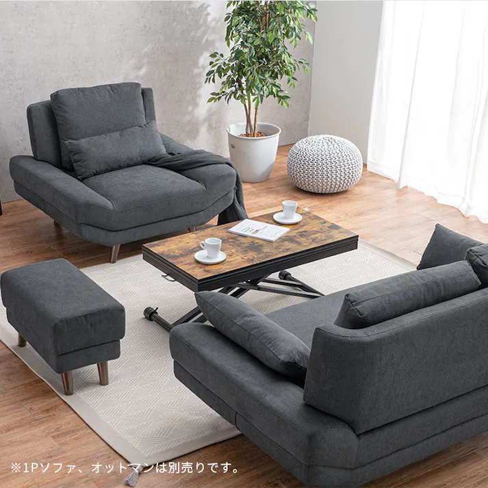 萩原スリーアイ HAGIHARA ソファ ブライト2P-DGY ダークグレー 二人掛け 配送方法:(開梱設置) 4934257281652【別送品】