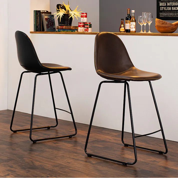 萩原スリーアイ HAGIHARA バーチェア LC-4535CA キャメル 背部丸型 4934257289474【別送品】