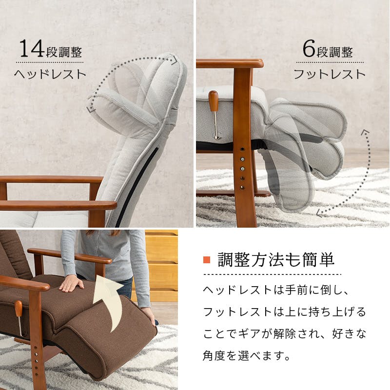 萩原スリーアイ HAGIHARA 高座椅子 LZ-4379GY グレー