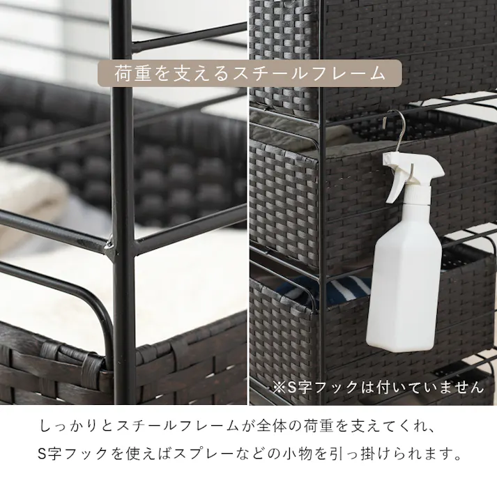 萩原スリーアイ HAGIHARA ランドリー RAN-2436GY グレー 幅50cm 引出4杯 4934257295277【別送品】