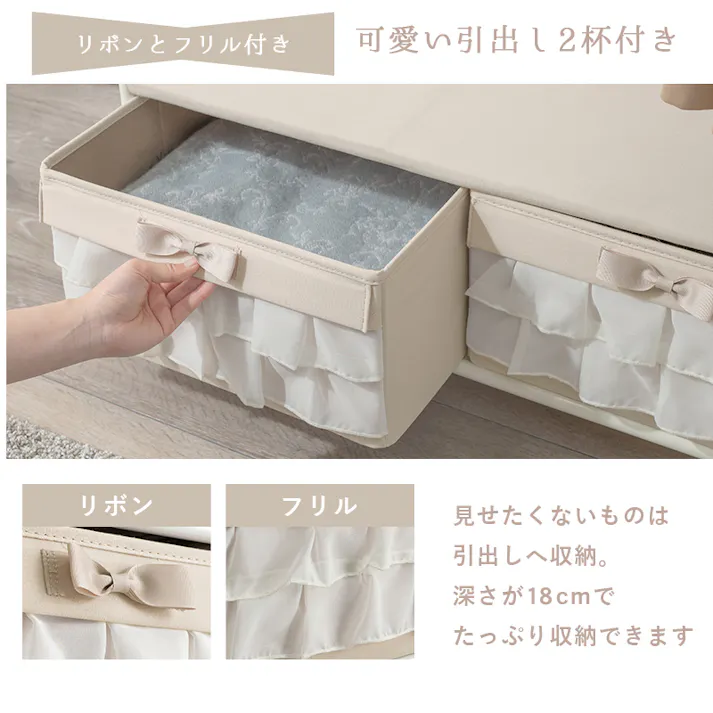 萩原スリーアイ HAGIHARA ハンガーラック KHR-3164WH ホワイト 幅75cm 引出2杯 4934257295475【別送品】