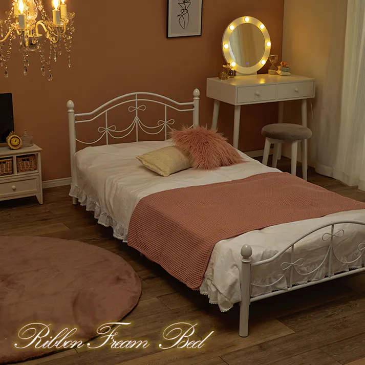 萩原スリーアイ HAGIHARA シングルベッド KH-3099S-WH ミックス 4934257297158【別送品】