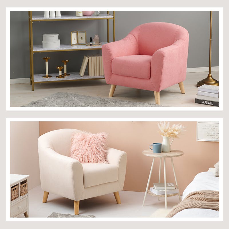 萩原スリーアイ HAGIHARA ソファ エメル1P-PB ピンクベージュ 一人掛け