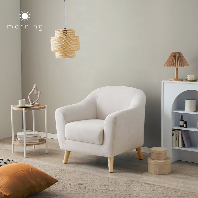 萩原スリーアイ HAGIHARA ソファ エメル1P-PB ピンクベージュ 一人掛け