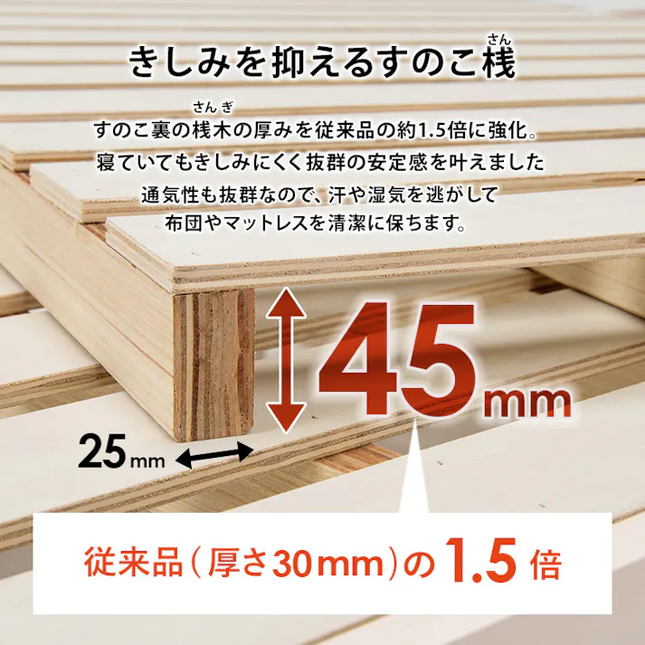 萩原スリーアイ HAGIHARA 組立簡単 シングルベッド MB-5145SLBR ライトブラウン 耐荷重350KG 4934257297431【別送品】