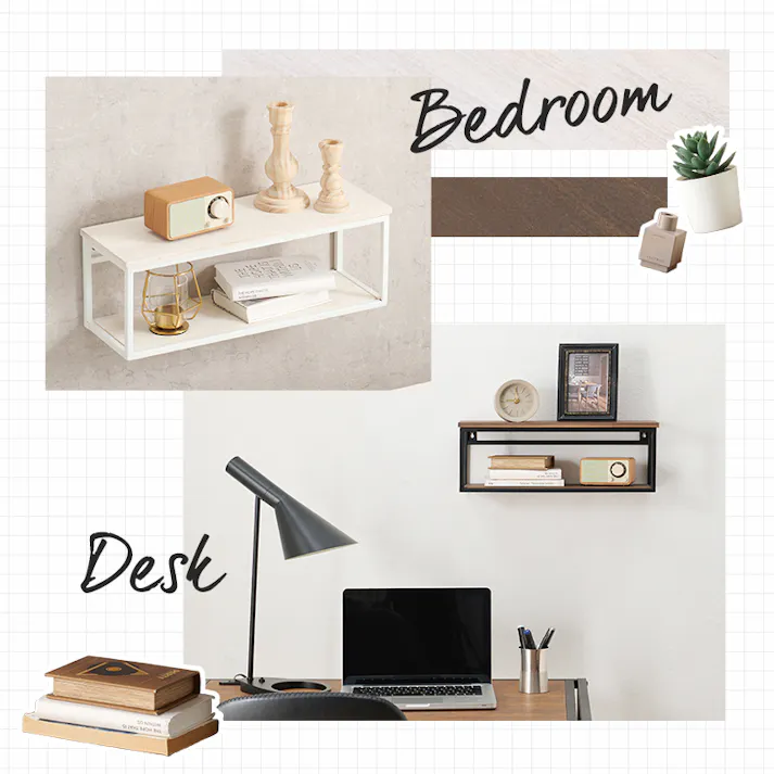 萩原スリーアイ HAGIHARA 壁掛けラック KR-3860BK ブラック 幅45cm 4934257300582【別送品】