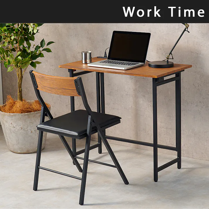 萩原スリーアイ HAGIHARA 折りたたみデスクチェアセット LDC-4778BR ブラウン コンセント付き 4934257302210【別送品】