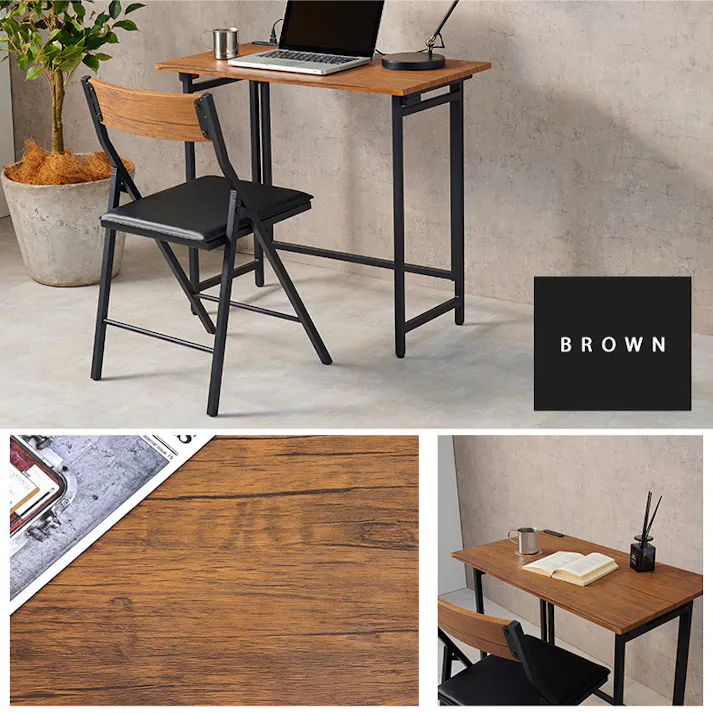 萩原スリーアイ HAGIHARA 折りたたみデスクチェアセット LDC-4778WH ホワイト コンセント付き 4934257302227【別送品】