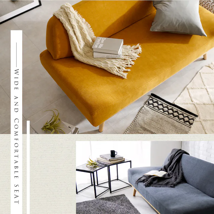 萩原スリーアイ HAGIHARA ソファ レスト2P-MYE マスタードイエロー 二人掛け 4934257302371【別送品】