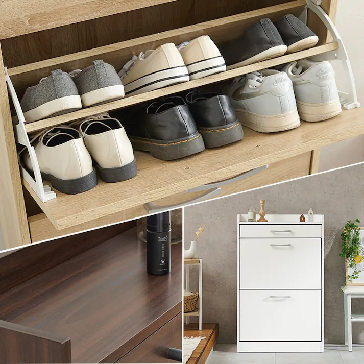 萩原スリーアイ HAGIHARA シューズラック RSR-1704BR ブラウン 高さ99cm 4934257304160【別送品】