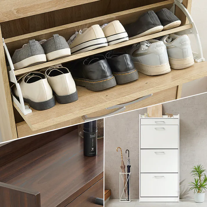 萩原スリーアイ HAGIHARA シューズラック RSR-1705WH ホワイト 高さ136.5cm 4934257304214【別送品】