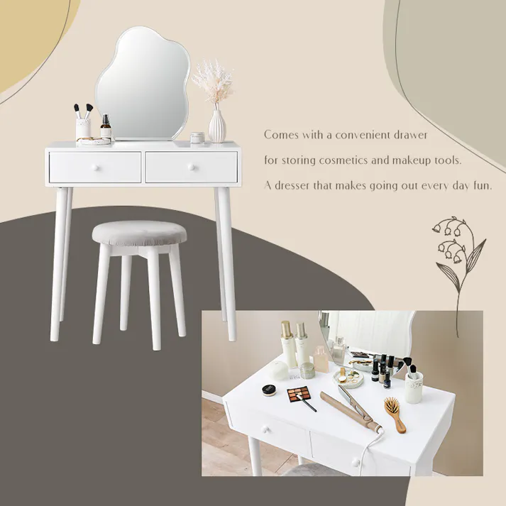 萩原スリーアイ HAGIHARA ドレッサー MD-6737WH ホワイト 4934257305198【別送品】