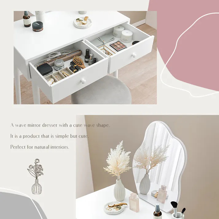 萩原スリーアイ HAGIHARA ドレッサー MD-6737WH ホワイト 4934257305198【別送品】