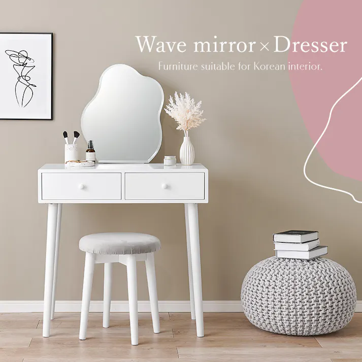 萩原スリーアイ HAGIHARA ドレッサー MD-6737WH ホワイト 4934257305198【別送品】