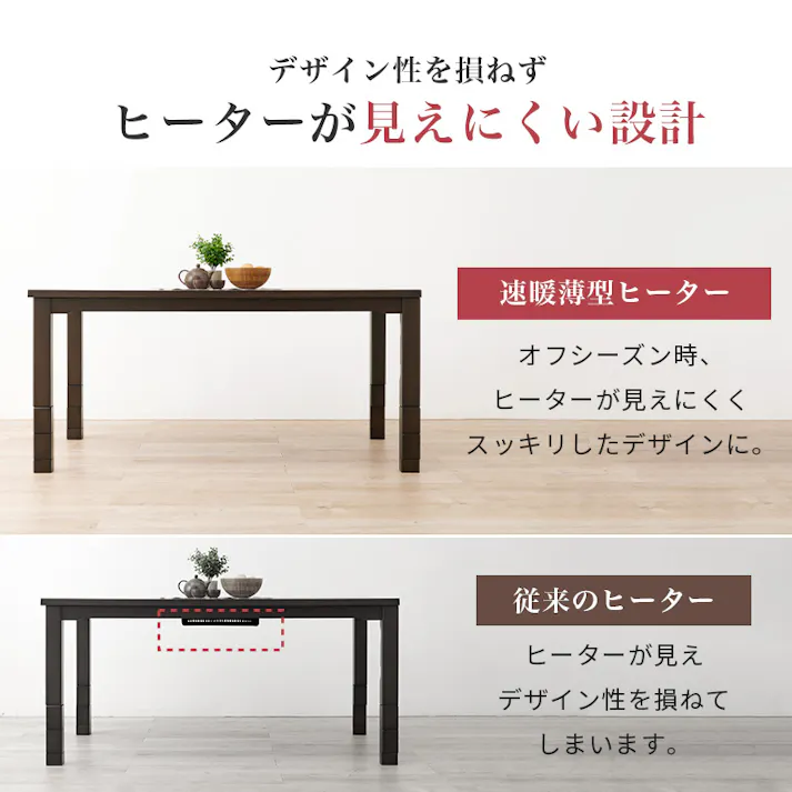 萩原スリーアイ HAGIHARA ダイニングコタツ KOT-7311DBR-150 ダークブラウン 幅150cm ※テーブルのみ 配送方法:(開梱設置) 4934257305297【別送品】