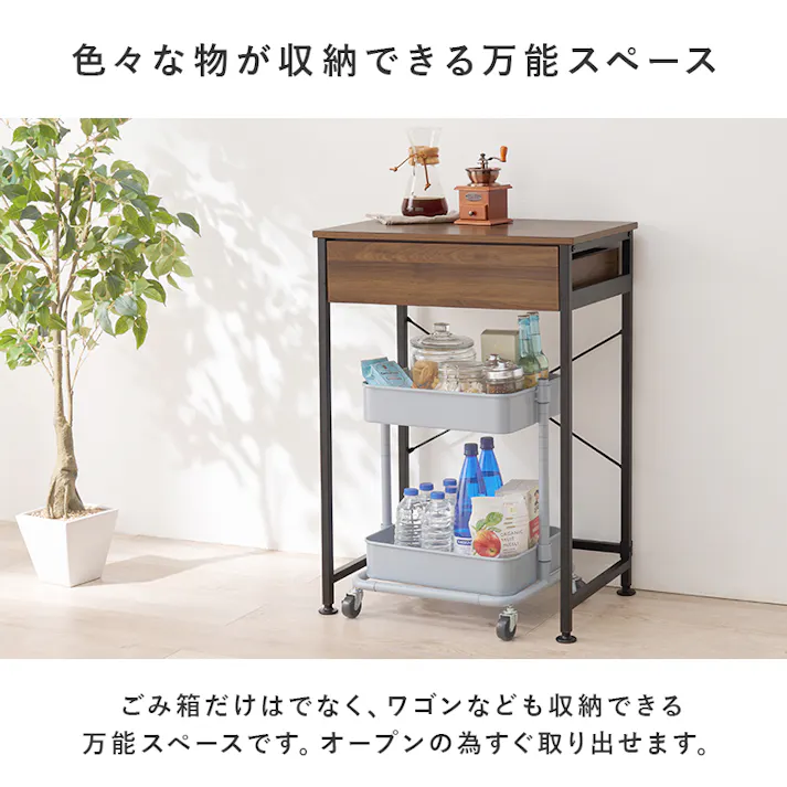 萩原スリーアイ HAGIHARA ごみ箱上ラック KR-3770BR ブラウン 幅60.5cm 4934257309707【別送品】