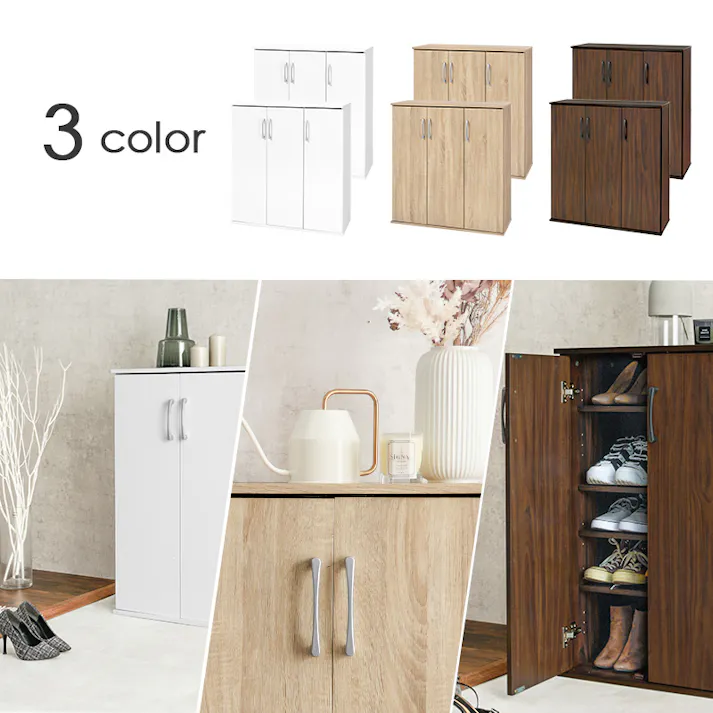 萩原スリーアイ HAGIHARA シューズラック2点セット RSR-1703WH-2S ホワイト 幅89cm 4934257313278【別送品】