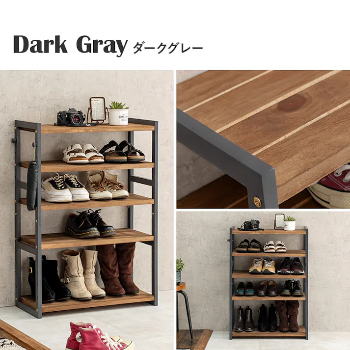 萩原スリーアイ HAGIHARA シューズラック MSS-6711NDG ダークグレー 幅65cm 可動棚5段 2102034500 収納家具 シューズラック 4934257286787【別送品】