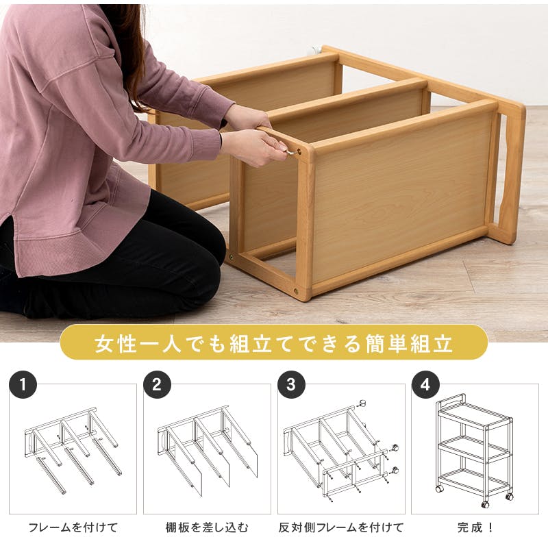 萩原スリーアイ HAGIHARA キッチンワゴン VW-7977WS ホワイト