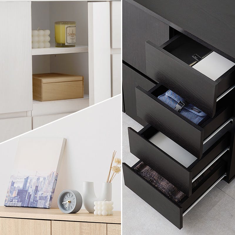 萩原スリーアイ HAGIHARA キャビネット RCC-1491NA ナチュラル 幅119cm