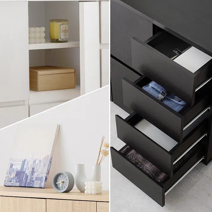 萩原スリーアイ HAGIHARA キャビネット RCC-1491WH ホワイト 幅119cm 3000002439 収納家具 キャビネット コンソール 4934257315036【別送品】