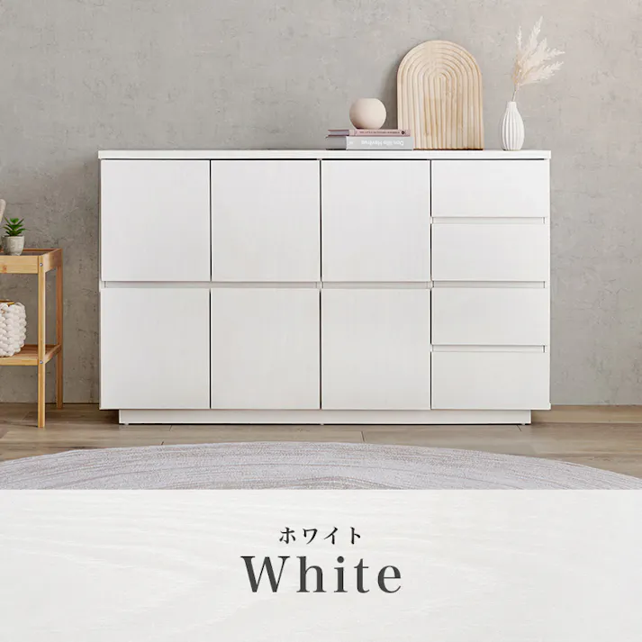 萩原スリーアイ HAGIHARA キャビネット RCC-1491WH ホワイト 幅119cm 3000002439 収納家具 キャビネット コンソール 4934257315036【別送品】