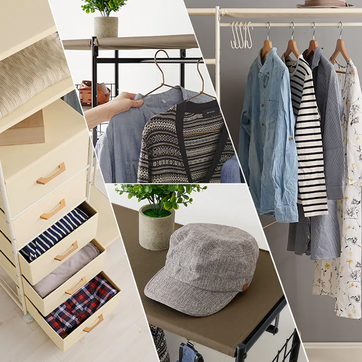 萩原スリーアイ HAGIHARA ハンガーラック KHR-3189WH ホワイト 幅105cm 引き出し5杯付き 3000002476 収納家具 クローゼット ワードローブ 4934257315401【別送品】