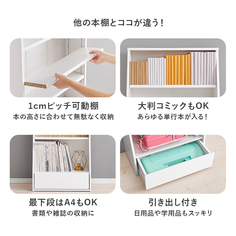 萩原スリーアイ HAGIHARA ブックラック RCC-1906WH ホワイト 幅60cm