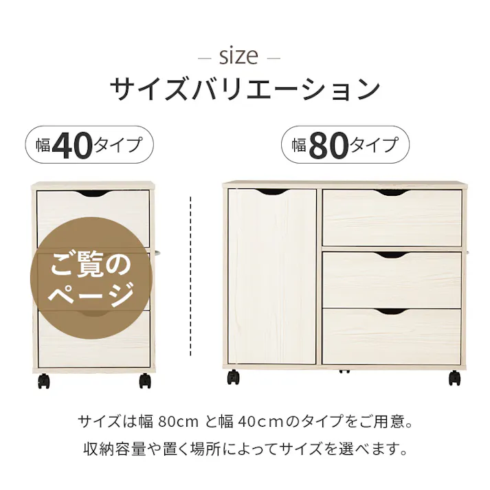 萩原スリーアイ HAGIHARA キャスター付きチェスト RCC-1551WS ホワイト 幅40cm 3000002688 収納家具 タンス チェスト 4934257317528【別送品】