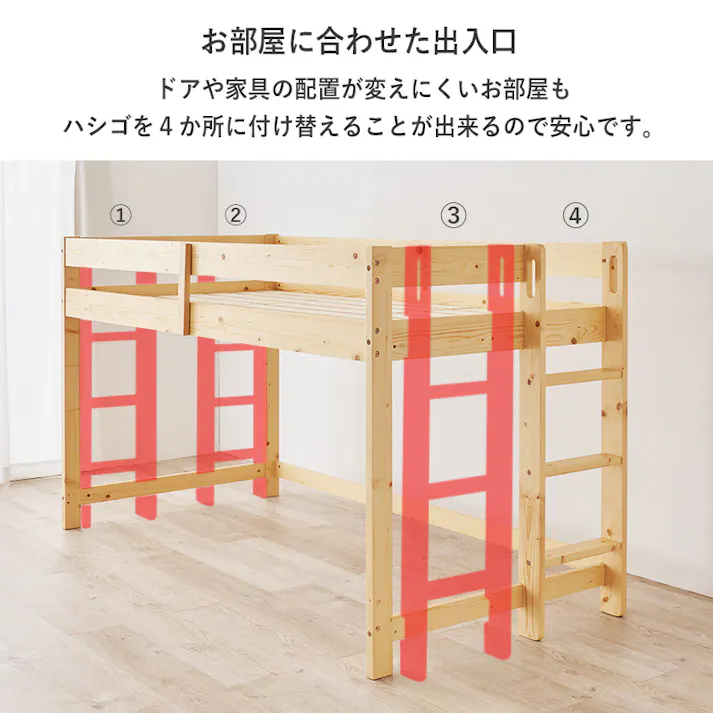 萩原スリーアイ HAGIHARA マットレス付ロフトベッド WB-7719SWS1180 ホワイトウォッシュ 高さ120cm 硬綿マットレス高さ4cm 3000002882 ベッド ロフトベッド システムベッド 4934257319461【別送品】