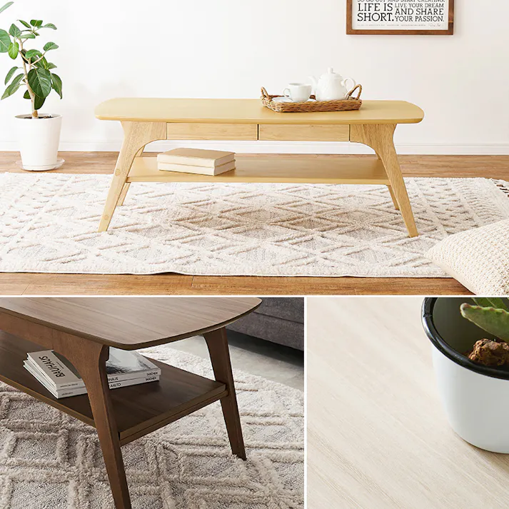 萩原スリーアイ HAGIHARA テーブル VT-7941-WS ホワイトウォッシュ 中棚付き 3000003141 テーブル センターテーブル ローテーブル 4934257322058【別送品】