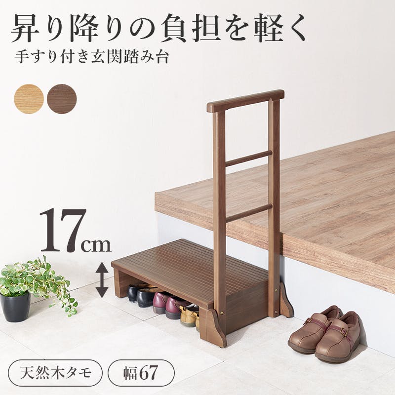 萩原スリーアイ HAGIHARA 手すり付き玄関踏み台(片側手すり) MFD